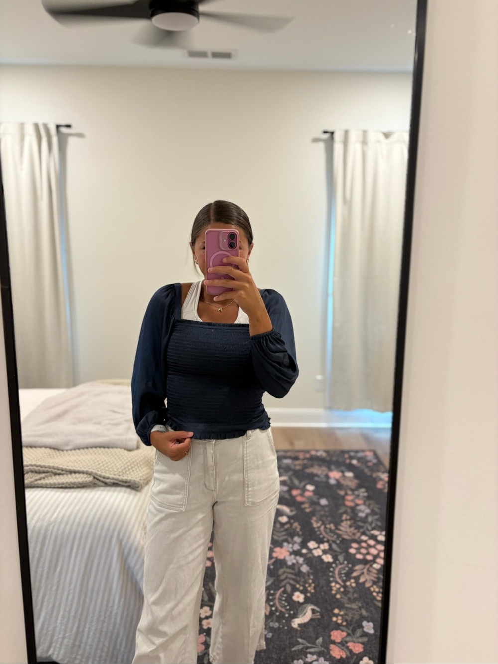 J. Crew Squareneck Smocked Featherweight Satin Cropped Top Size XS